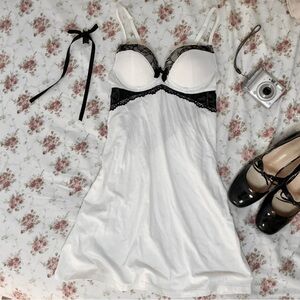 Elegant White and Black Lace Chemise babydoll lingerie dress